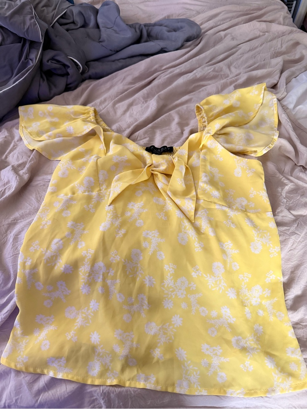 Laundry By Shelli Segal Yellow Floral Tie-Front Blouse